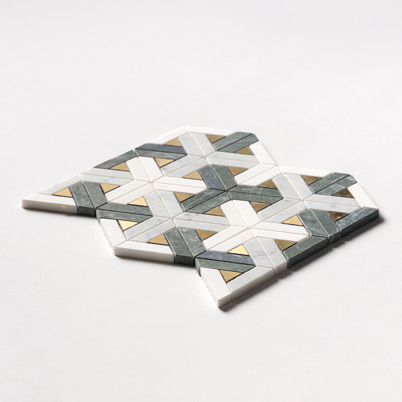 VERDE TIA : Verde Tia Carrara Fence Mosaic (honed | 11"x11"x3/4" | straight cut)