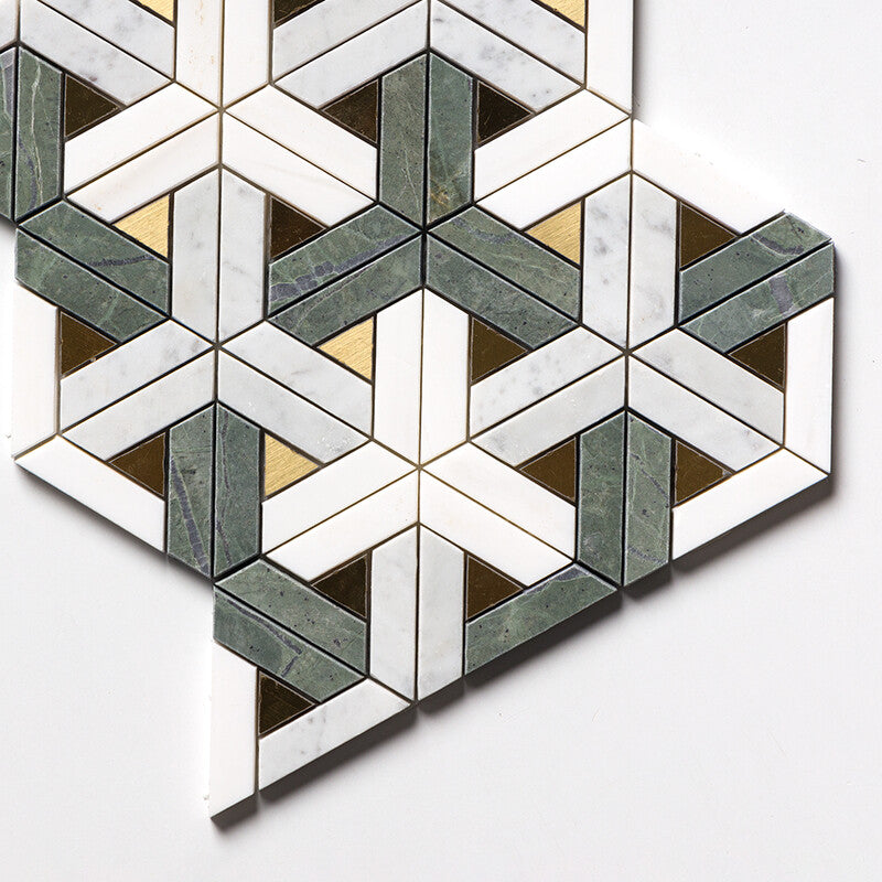 VERDE TIA : Verde Tia Carrara Fence Mosaic (honed | 11"x11"x3/4" | straight cut)