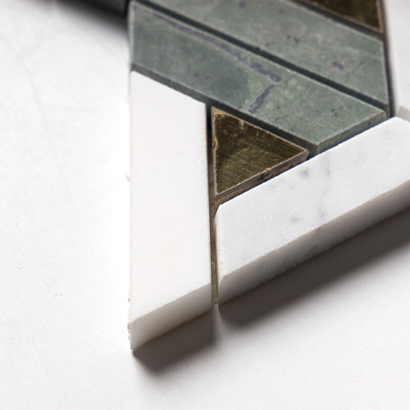 VERDE TIA : Verde Tia Carrara Fence Mosaic (honed | 11"x11"x3/4" | straight cut)