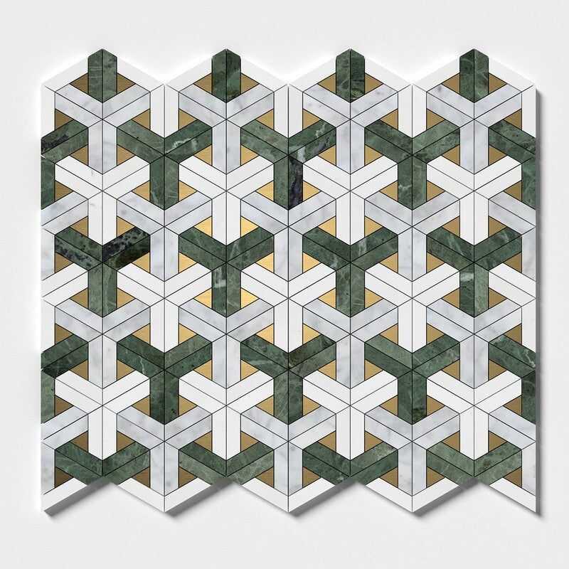 VERDE TIA : Verde Tia Carrara Fence Mosaic (honed | 11"x11"x3/4" | straight cut)