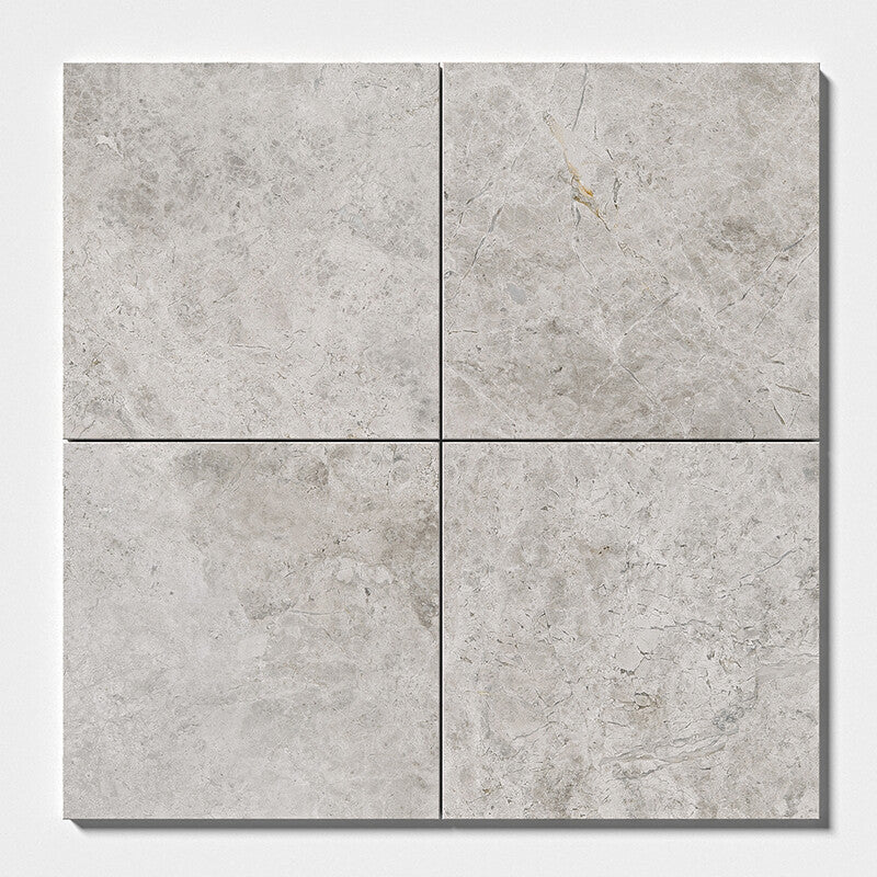 SILVER CLOUDS : Square Field Tile (polished | 12"x12"x3/8" | beveled)