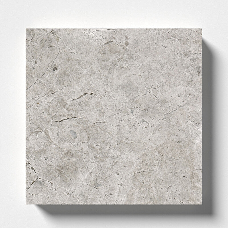 SILVER CLOUDS : Square Field Tile (polished | 4"x4"x3/8" | straight cut)