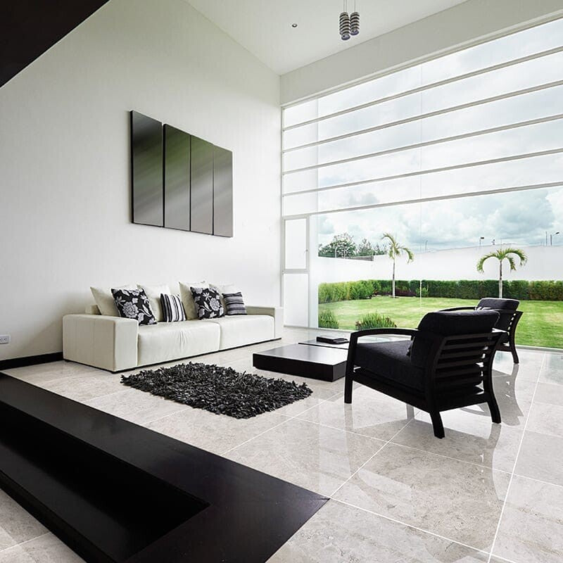 SILVER SHADOW : Square Field Tile (polished | 24"x24"x5/8" | straight cut)