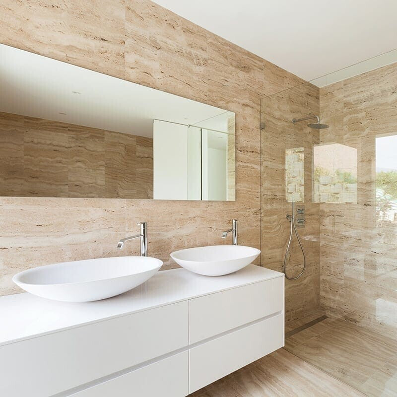 IVORY TRAVERTINE: Rectangle Field Tile (honed filled | 12"x24"x1/2" | straight cut)