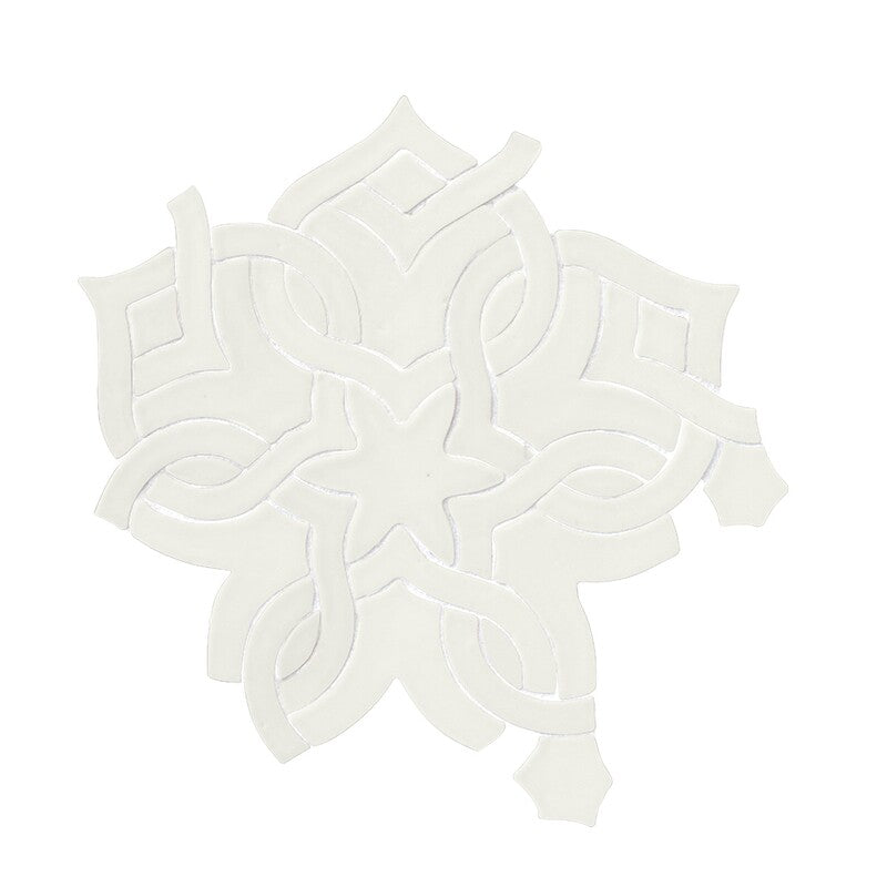 BREATHE MORESQUE: White Flora Mosaic (matte | 8"x8"x3/8" | round)