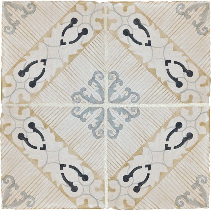 MARSALA CLASSIC BALDOSA: Tropani Field Deco Tile (glazed | 8"x8"x3/4" | straight cut)