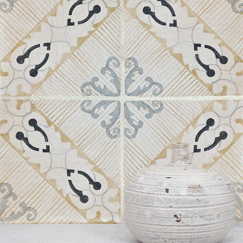 MARSALA CLASSIC BALDOSA: Tropani Field Deco Tile (glazed | 8"x8"x3/4" | straight cut)