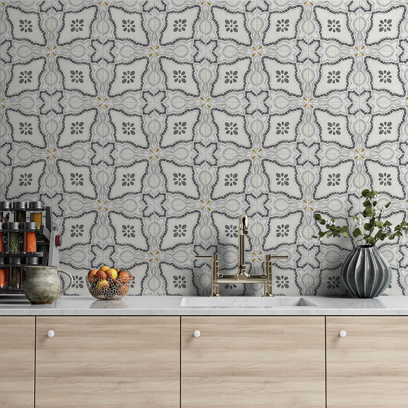 MARSALA CLASSIC BALDOSA: Palermo Field Deco Tile (glazed | 8"x8"x3/4" | straight cut)