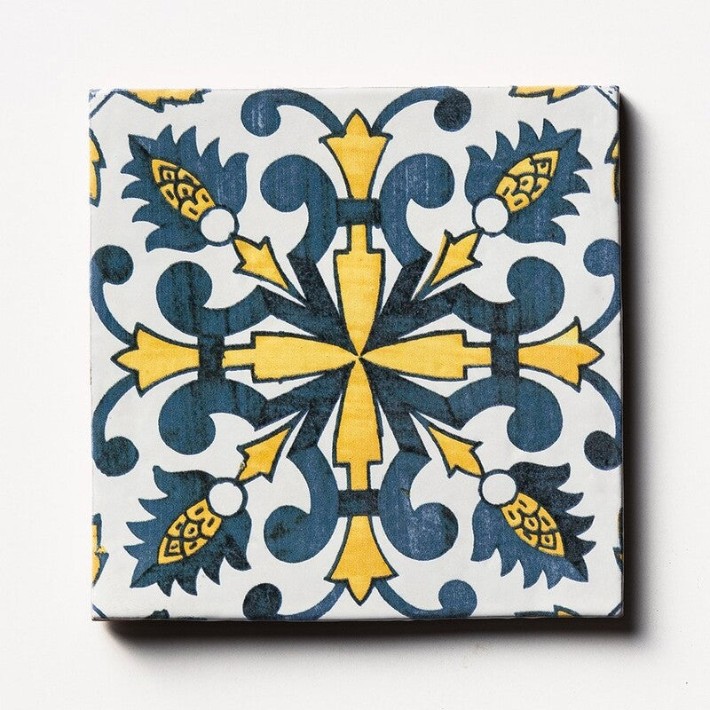 ANTIQUE: Sintra 4 Glazed Terracotta Field Deco Tile (6"x6"x1/2" | glossy)
