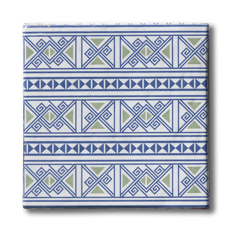 ANTIQUE: Batik 3 Glazed Terracotta Field Deco Tile (6"x6"x1/2" | glossy)
