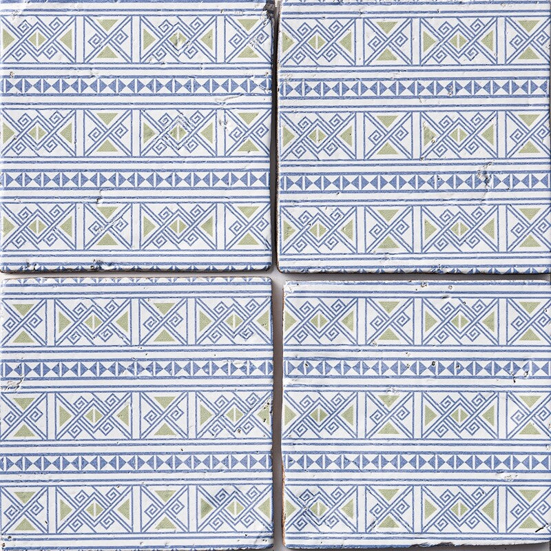 ANTIQUE: Batik 3 Glazed Terracotta Field Deco Tile (6"x6"x1/2" | glossy)
