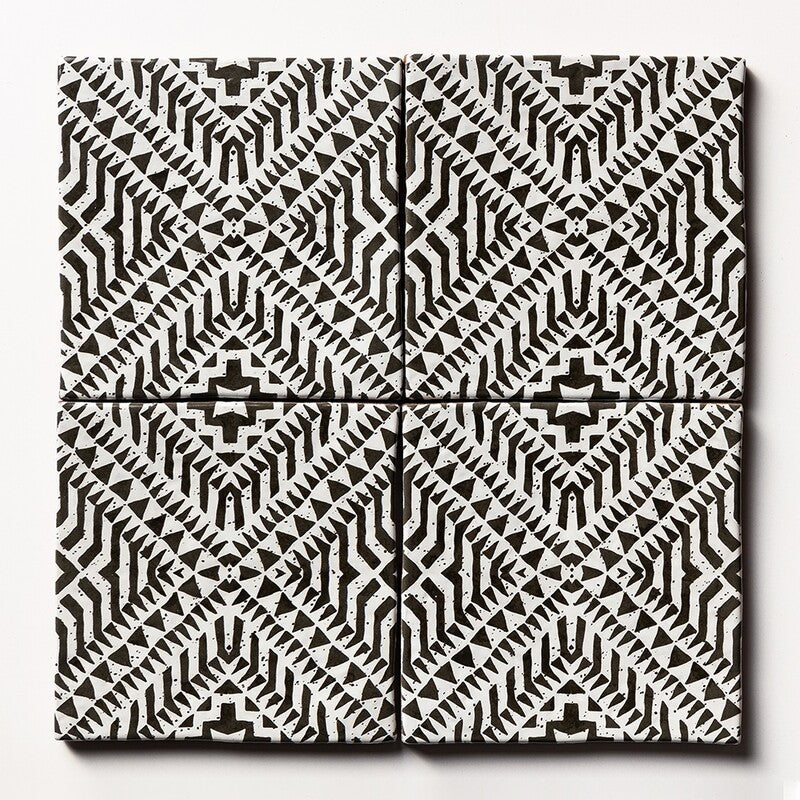 ANTIQUE: Batik 6 Glazed Terracotta Field Deco Tile (6"x6"x1/2" | glossy)