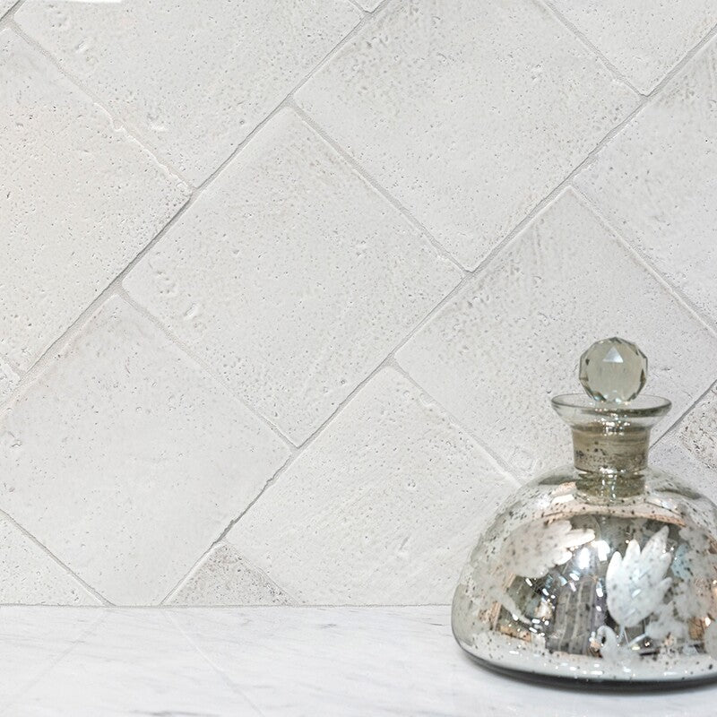 ANTIQUE: White Square Glazed Terracotta Field Tile (6"x6"x1/2" | glossy)