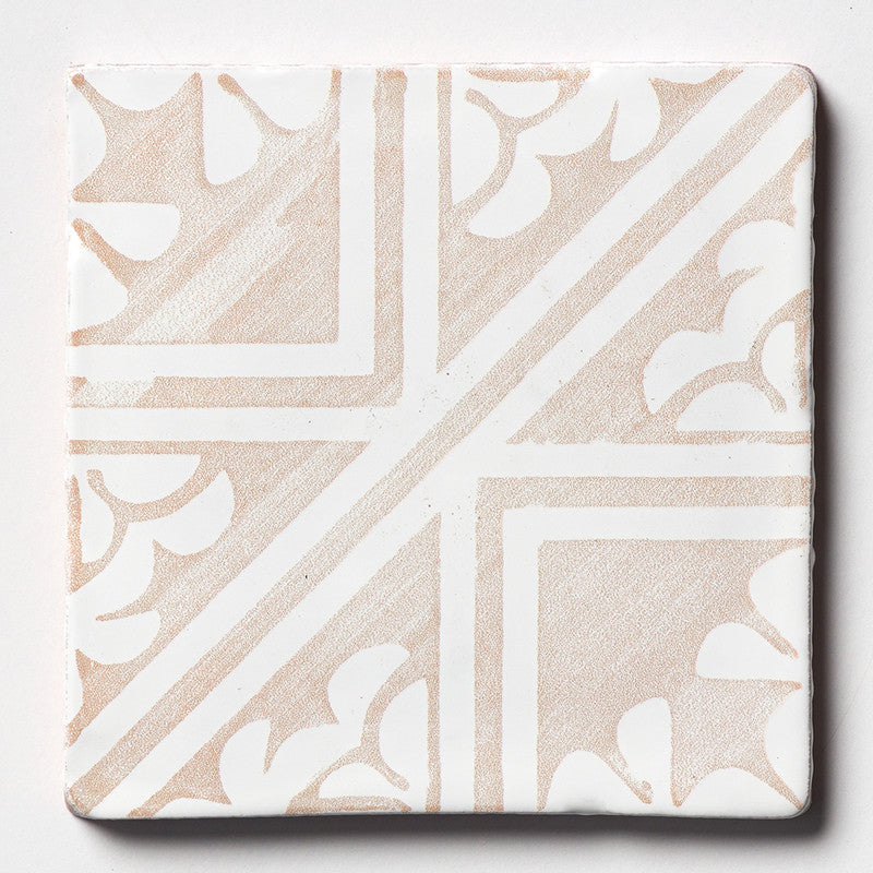 ANTIQUED MALLORCA: Vintage Linen Manorca Glazed Terracotta Field Deco Tile (6"x6"x3/8" | glossy)