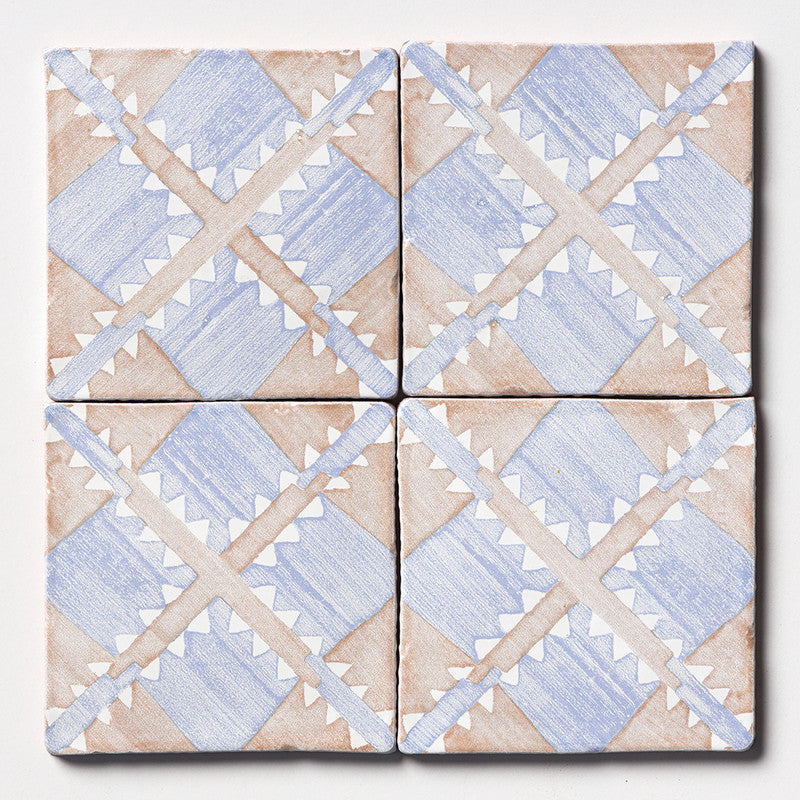 ANTIQUED MALLORCA: Vintage Linen Manta Glazed Terracotta Field Deco Tile (6"x6"x3/8" | glossy)