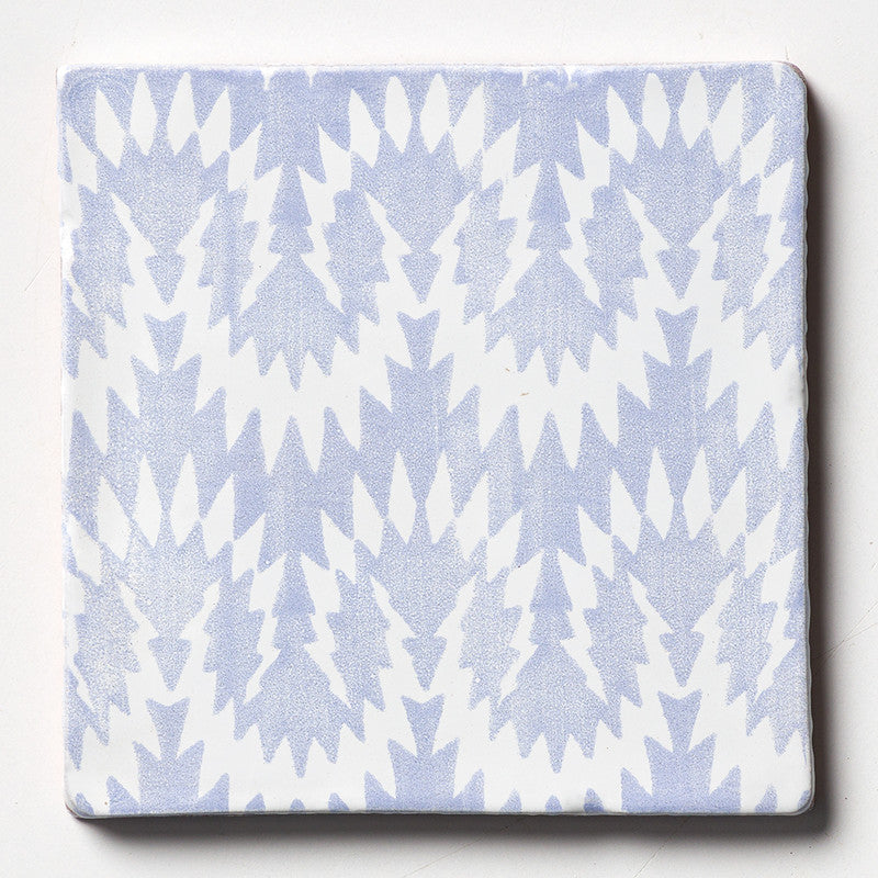 ANTIQUED MALLORCA: Indigo Wash Flama Glazed Terracotta Field Deco Tile (6"x6"x3/8" | glossy)