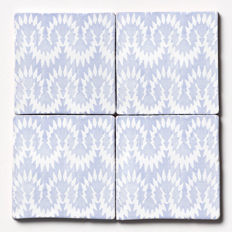 ANTIQUED MALLORCA: Indigo Wash Flama Glazed Terracotta Field Deco Tile (6"x6"x3/8" | glossy)