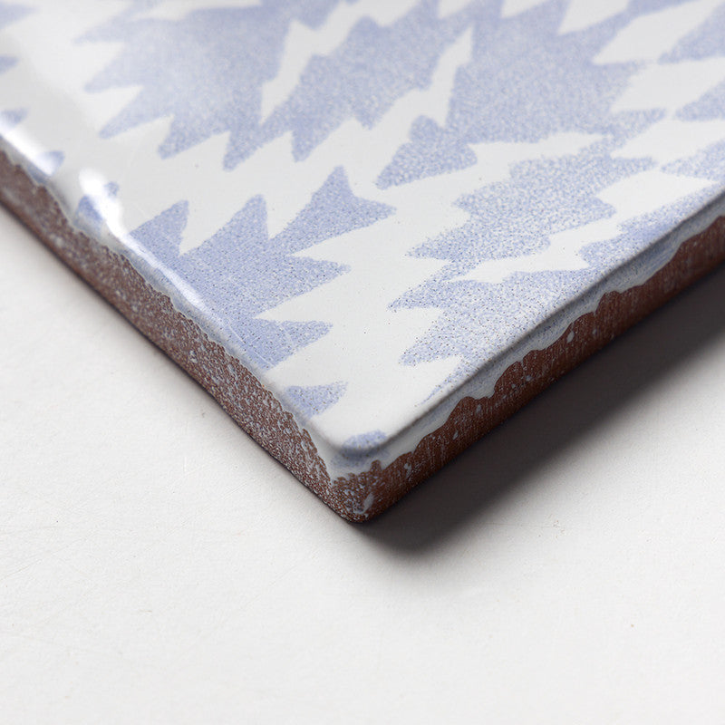 ANTIQUED MALLORCA: Indigo Wash Flama Glazed Terracotta Field Deco Tile (6"x6"x3/8" | glossy)