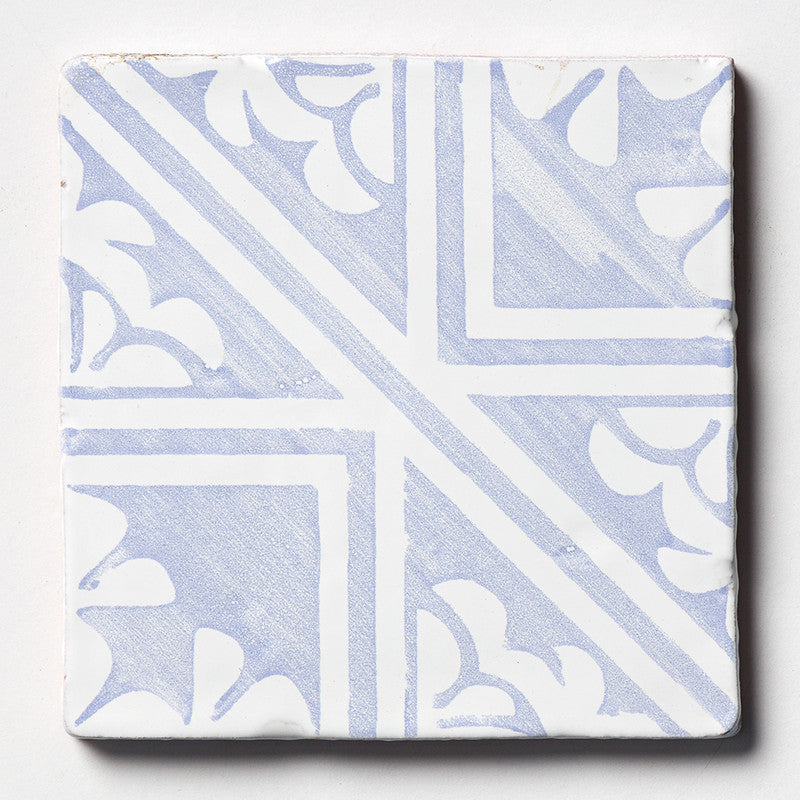 ANTIQUED MALLORCA: Indigo Wash Manorca Glazed Terracotta Field Deco Tile (6"x6"x3/8" | glossy)