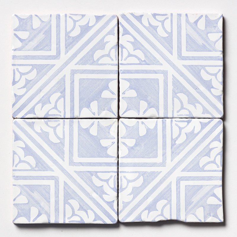 ANTIQUED MALLORCA: Indigo Wash Manorca Glazed Terracotta Field Deco Tile (6"x6"x3/8" | glossy)