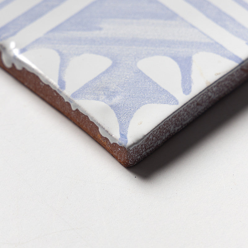 ANTIQUED MALLORCA: Indigo Wash Manorca Glazed Terracotta Field Deco Tile (6"x6"x3/8" | glossy)