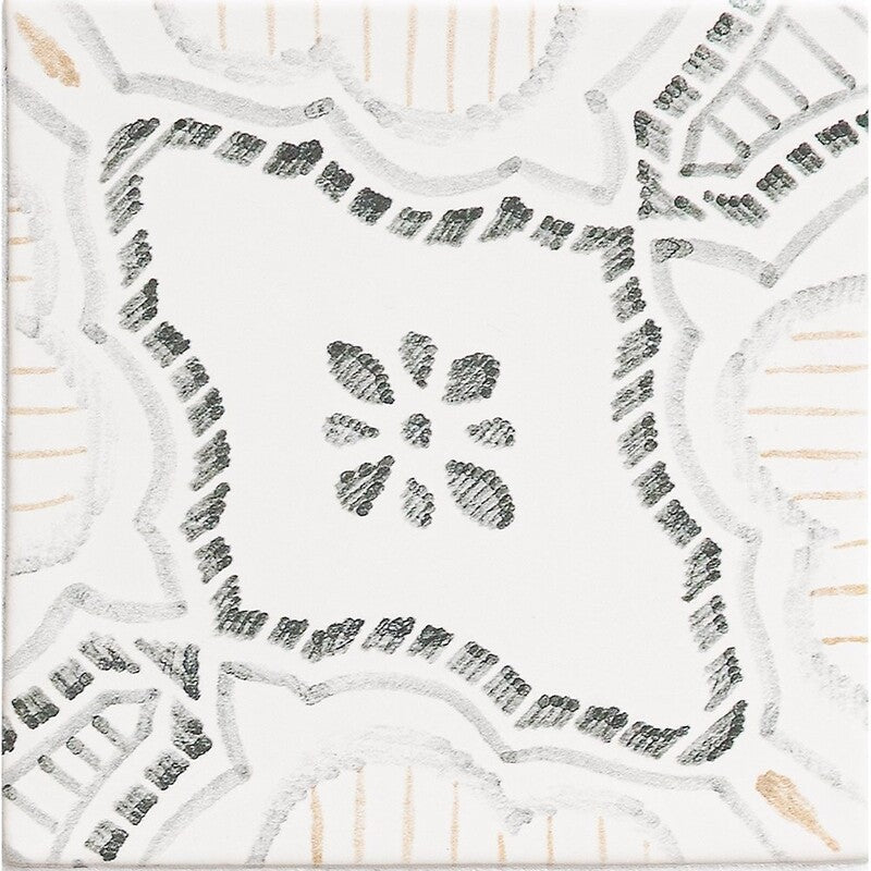 MARSALA BIANCO: Palermo Field Deco Tile (glossy | 6"x6"x3/8" | beveled)
