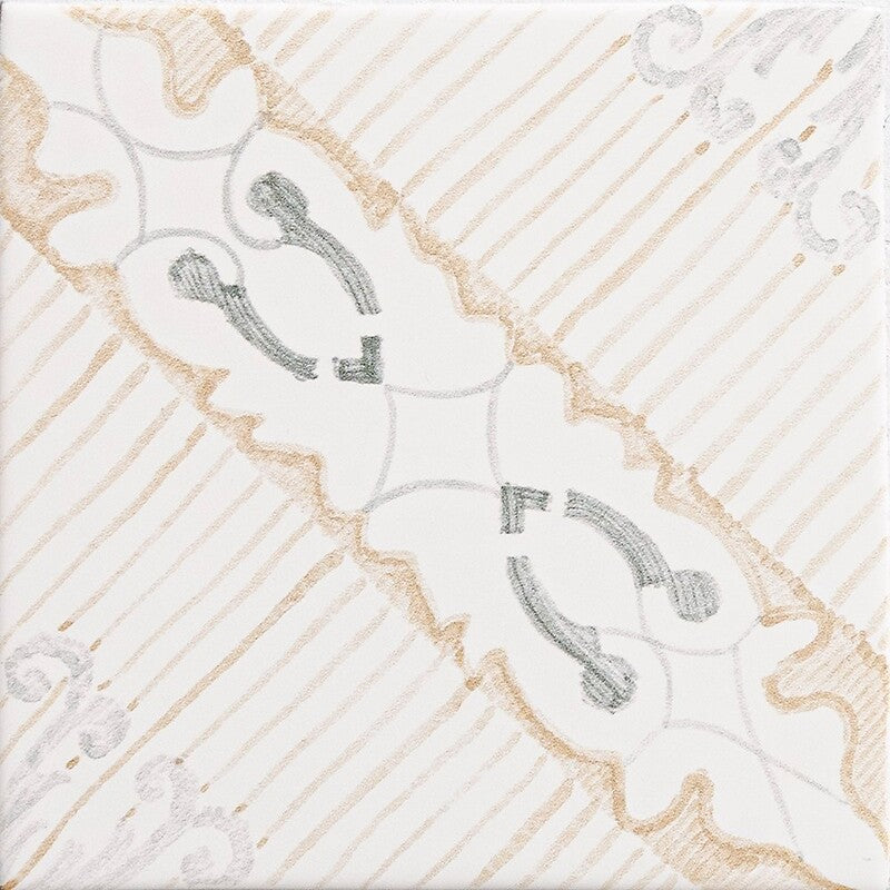 MARSALA BIANCO: Tropani Field Deco Tile (glossy | 6"x6"x3/8" | beveled)