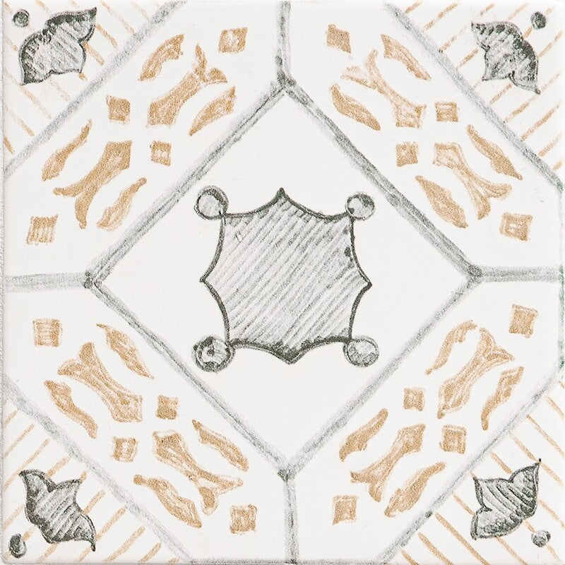 MARSALA BIANCO: Taormina Field Deco Tile (glossy | 6"x6"x3/8" | beveled)