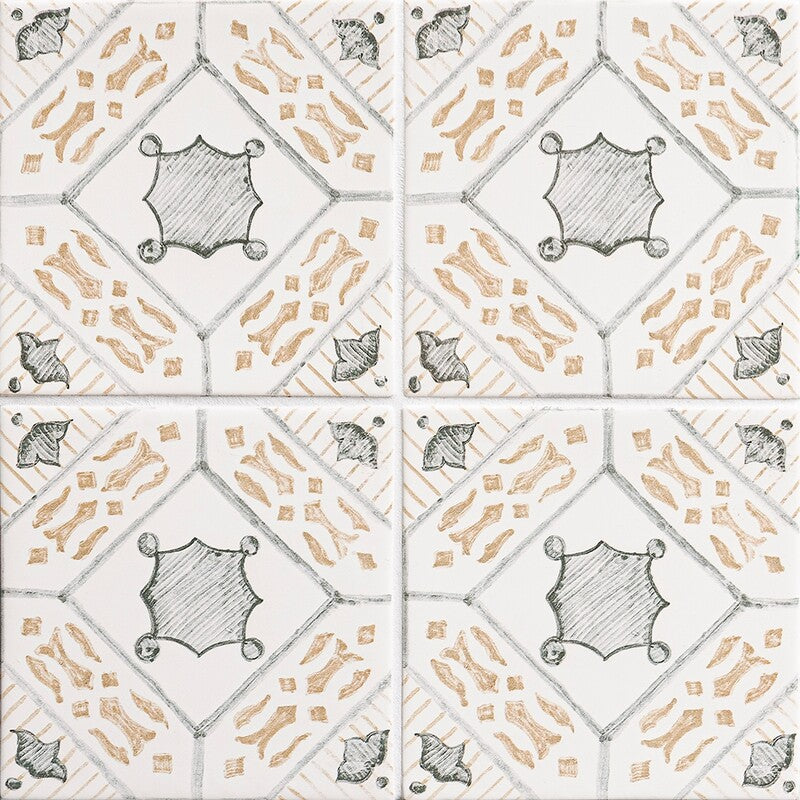 MARSALA BIANCO: Taormina Field Deco Tile (glossy | 6"x6"x3/8" | beveled)
