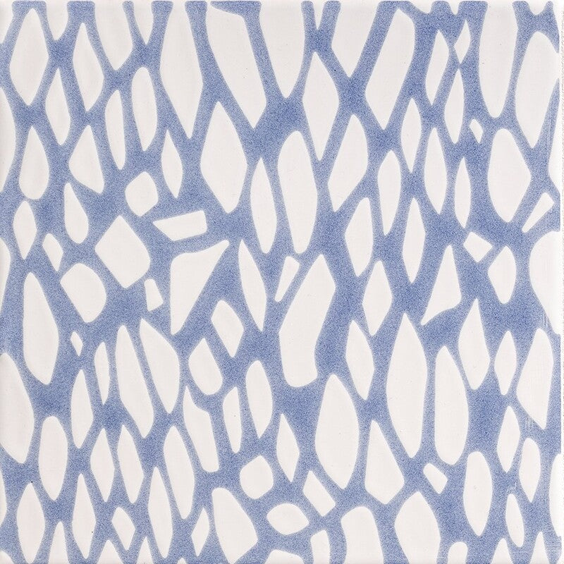 SEASIDE CERAMIC: Soft Sea Blue Fishnet Galore Field Deco Tile (glossy | 6"x6"x3/8" | beveled)