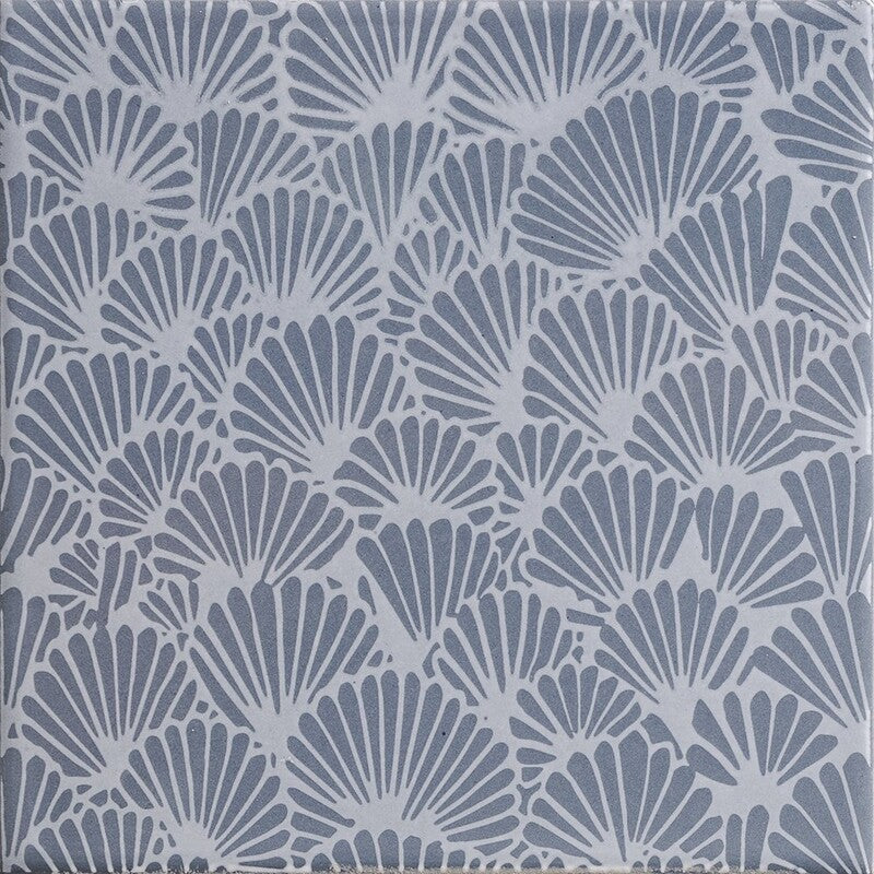 Seaside Slate Grey Layered Coral Field Deco Tile | Glossy | 6