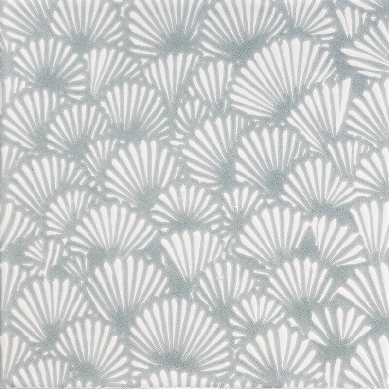 SEASIDE CERAMIC: Sea Foam Layered Coral Field Deco Tile (glossy | 6"x6"x3/8" | beveled)