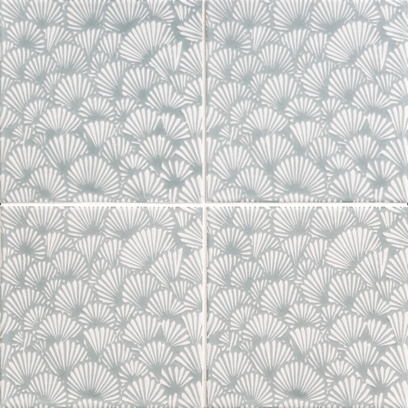 SEASIDE CERAMIC: Sea Foam Layered Coral Field Deco Tile (glossy | 6"x6"x3/8" | beveled)