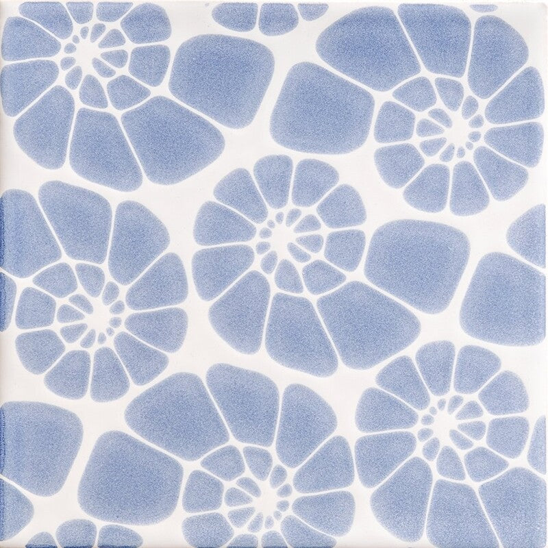 SEASIDE CERAMIC: Ocean Weave Nautilus Cluster Field Deco Tile (glossy | 6"x6"x3/8" | beveled)
