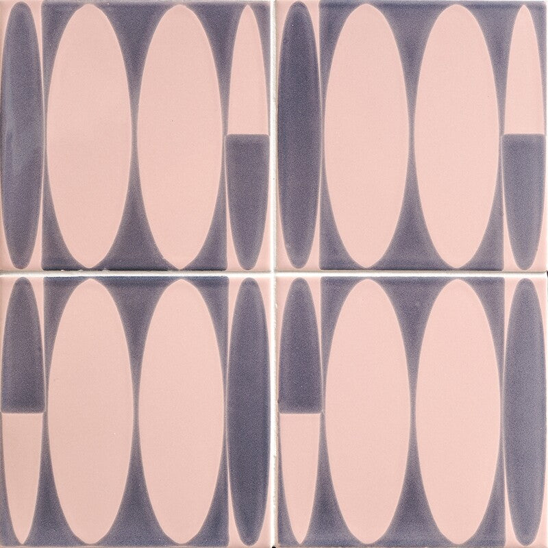 SEASIDE CERAMIC: Coral Mist Surfs Up Field Deco Tile (glossy | 6"x6"x3/8" | beveled)