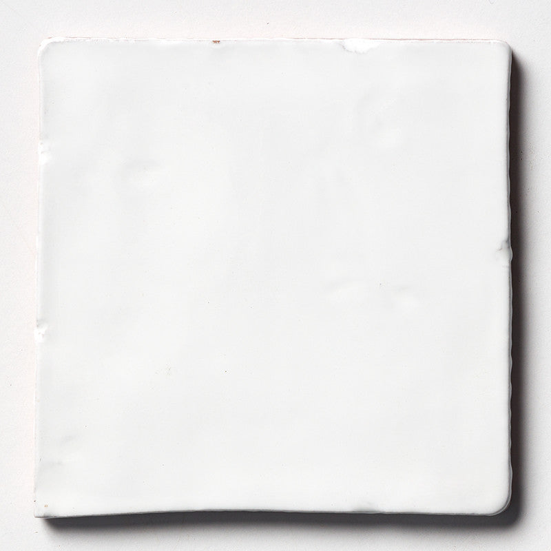 ANTIQUED MALLORCA: White Square Glazed Terracotta Field Tile (6"x6"x3/8" | glossy)