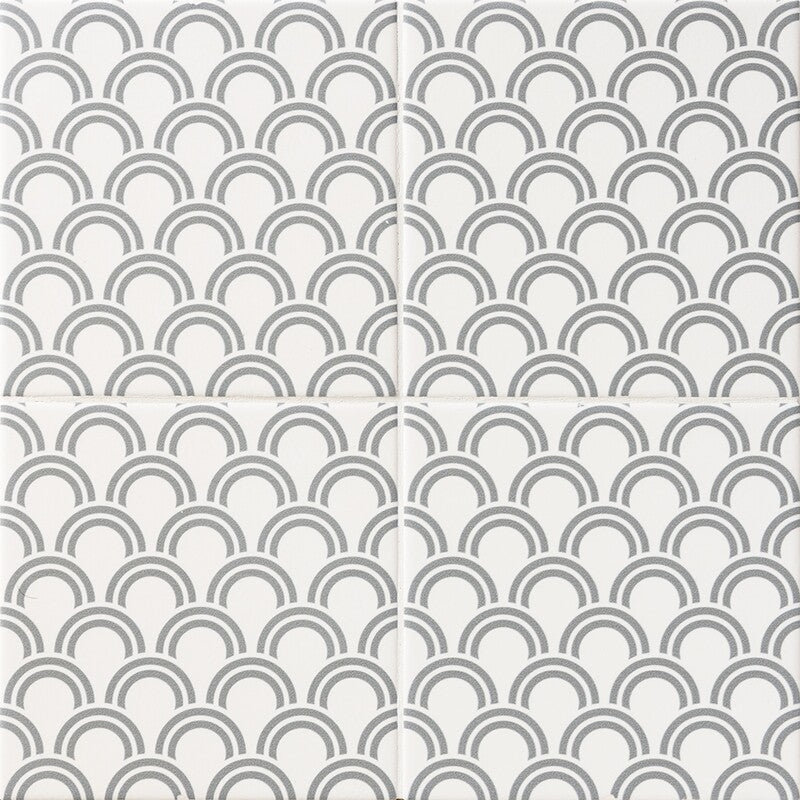 WAGARA CERAMIC: Gure Seigaiha Field Deco Tile (matte | 6"x6"x3/8" | straight cut)