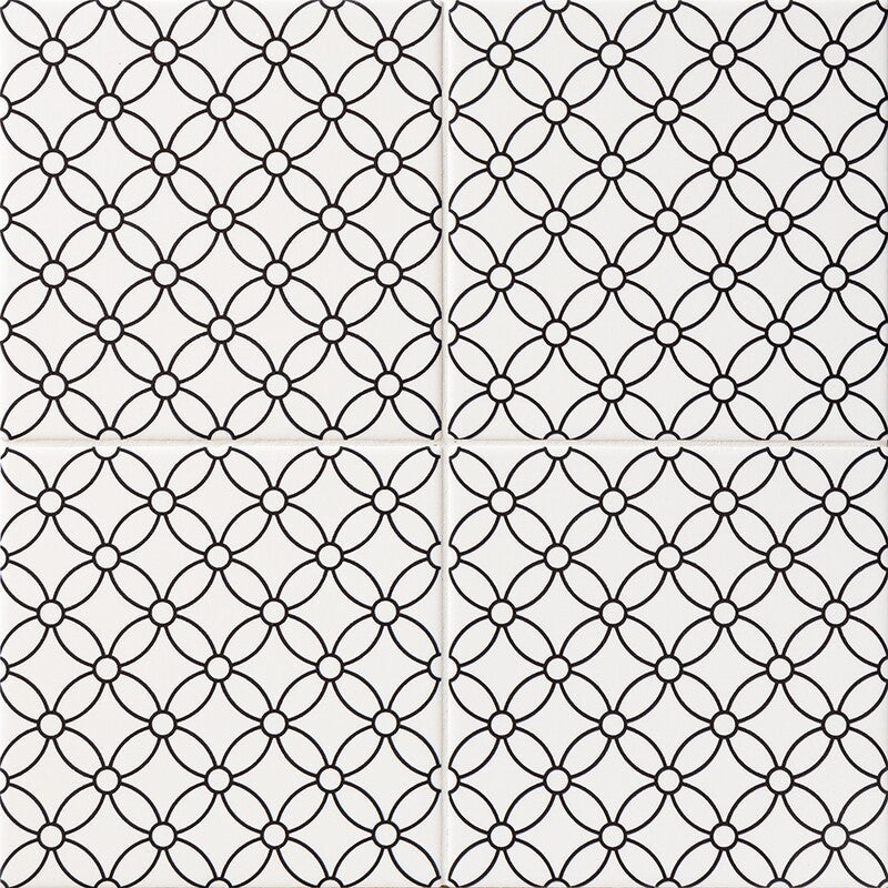 WAGARA CERAMIC: Kuro Shippo Field Deco Tile (matte | 6"x6"x3/8" | straight cut)