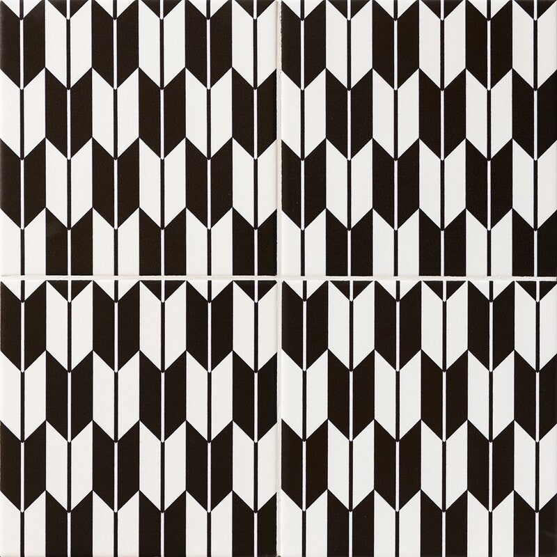 WAGARA CERAMIC: Kuro Yagasuri Field Deco Tile (matte | 6"x6"x3/8" | straight cut)