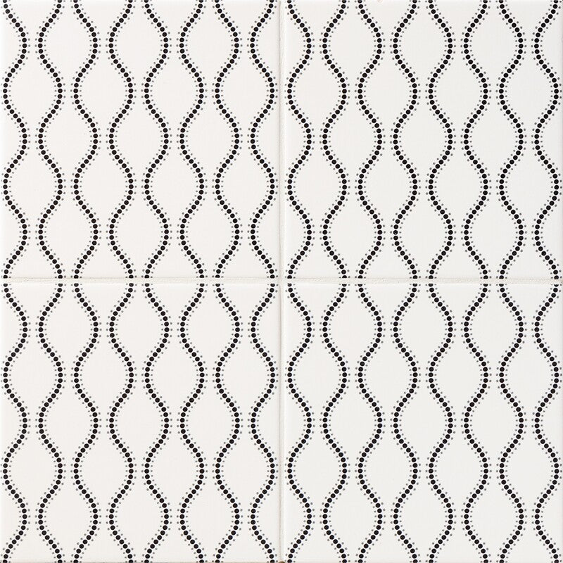 WAGARA CERAMIC: Kuro Tatewaku Field Deco Tile (matte | 6"x6"x3/8" | straight cut)