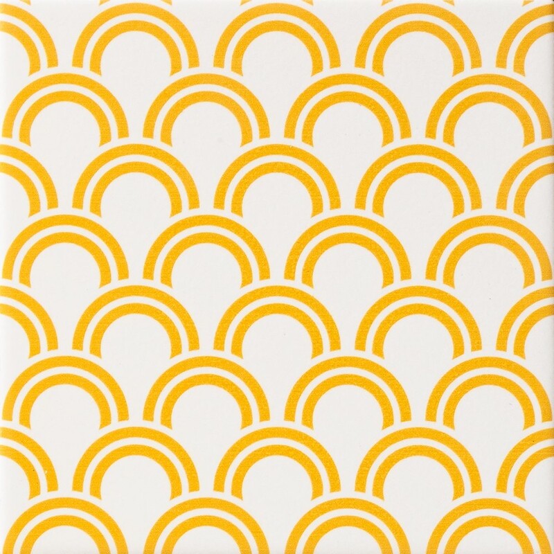 WAGARA CERAMIC: Orenji Seigaiha Field Deco Tile (matte | 6"x6"x3/8" | straight cut)