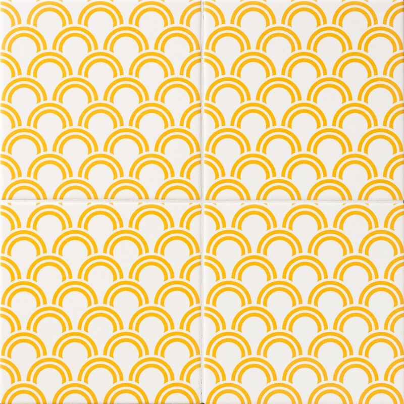 WAGARA CERAMIC: Orenji Seigaiha Field Deco Tile (matte | 6"x6"x3/8" | straight cut)
