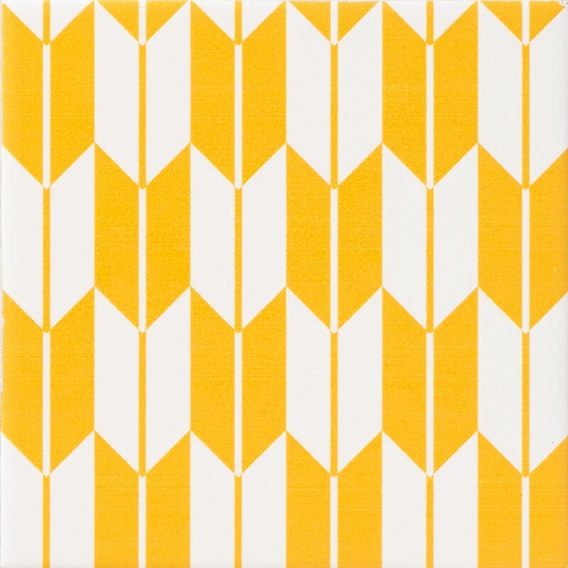 WAGARA CERAMIC: Orenji Yagasuri Field Deco Tile (matte | 6"x6"x3/8" | straight cut)