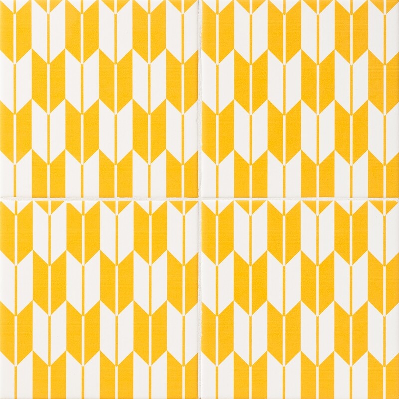 WAGARA CERAMIC: Orenji Yagasuri Field Deco Tile (matte | 6"x6"x3/8" | straight cut)