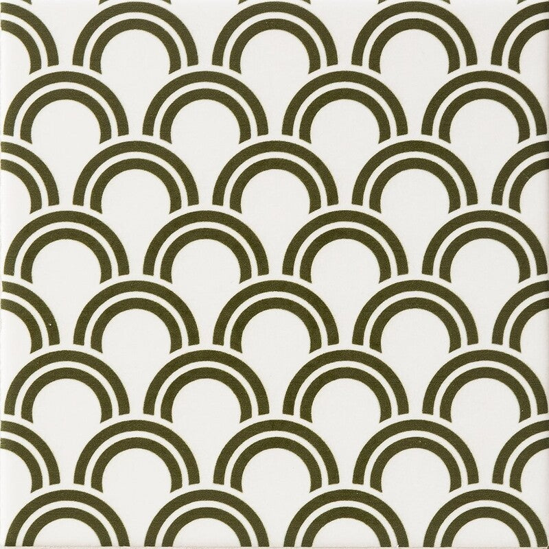WAGARA CERAMIC: Midori Seigaiha Field Deco Tile (matte | 6"x6"x3/8" | straight cut)