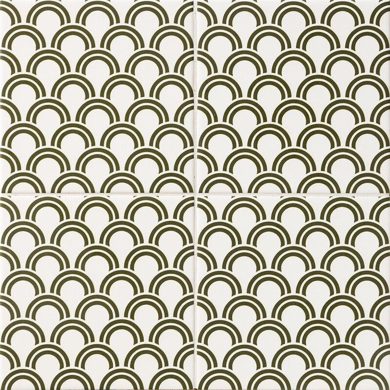 WAGARA CERAMIC: Midori Seigaiha Field Deco Tile (matte | 6"x6"x3/8" | straight cut)