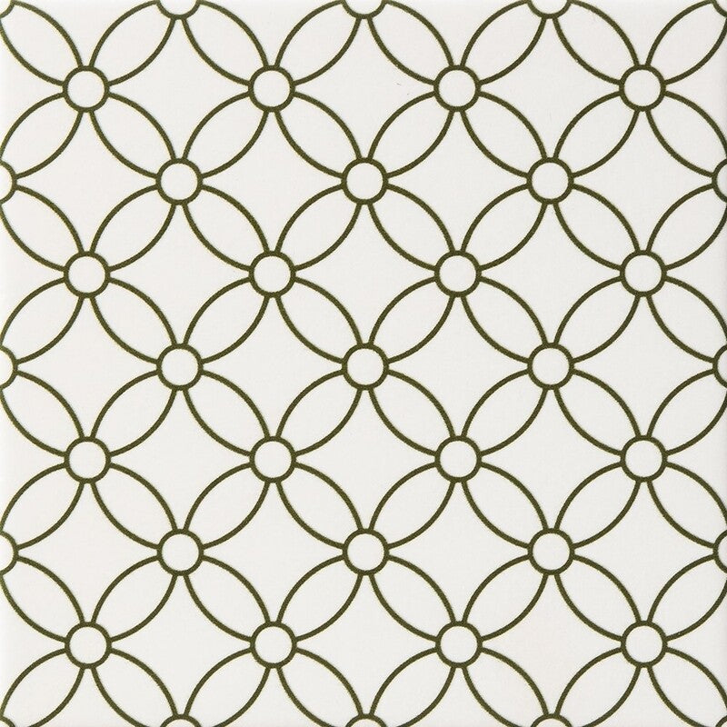 WAGARA CERAMIC: Midori Shippo Field Deco Tile (matte | 6"x6"x3/8" | straight cut)