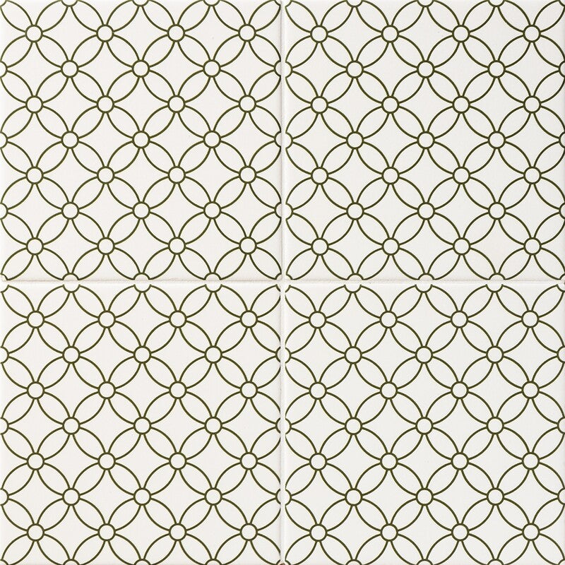 WAGARA CERAMIC: Midori Shippo Field Deco Tile (matte | 6"x6"x3/8" | straight cut)