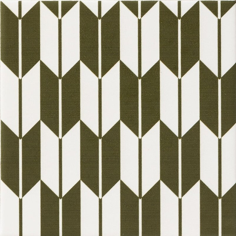 WAGARA CERAMIC: Midori Yagasuri Field Deco Tile (matte | 6"x6"x3/8" | straight cut)
