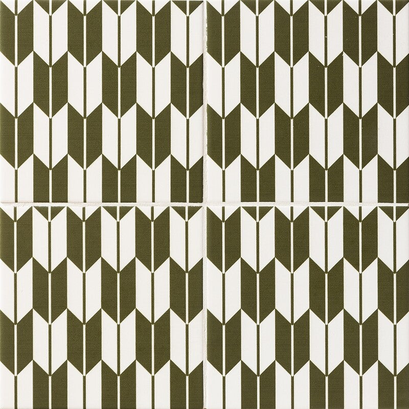 WAGARA CERAMIC: Midori Yagasuri Field Deco Tile (matte | 6"x6"x3/8" | straight cut)